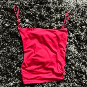 Ribbed crop top ruched lace-up cami tank